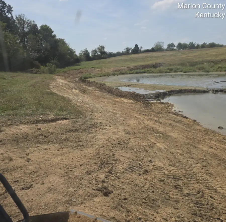 New pond dug in a field in Marion County, Kentucky
